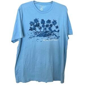 CHAPS SHORT SLEEVE T-SHIRT, WOMENS, L, BLUE, MONTEGO BAY LOGO, CREW NECK